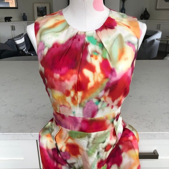Kate Spade New York Floral Watercolor Sheath Midi Dress Viscose Pastel Sz 4 NWOT - Picture 12 of 14